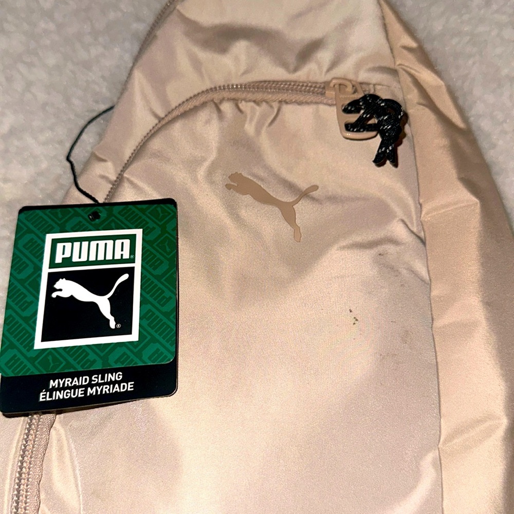 Puma Myraid Sling Bag Backpack One Size Beige Adjustable Strap Pockets NEW
